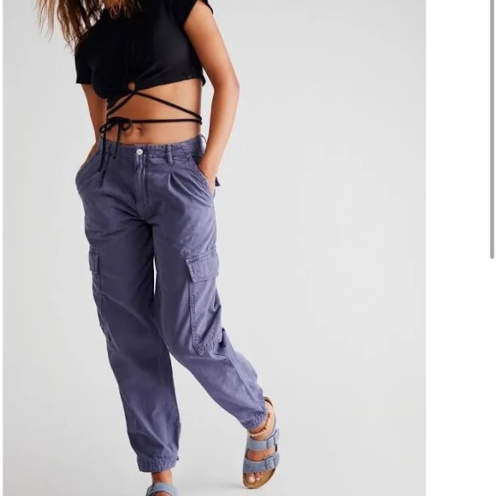 Free People Purple Ankle Cargo Pants